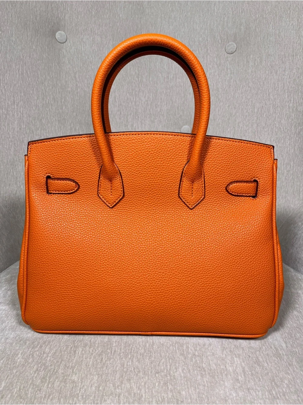 Elegant Orange Leather Top-Handle Satchel